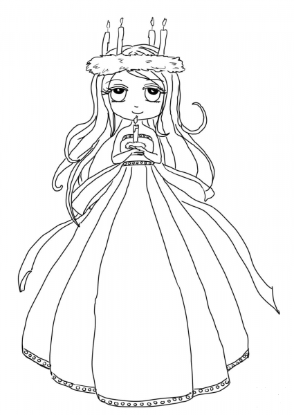 Cute St. Lucia Girl coloring page image