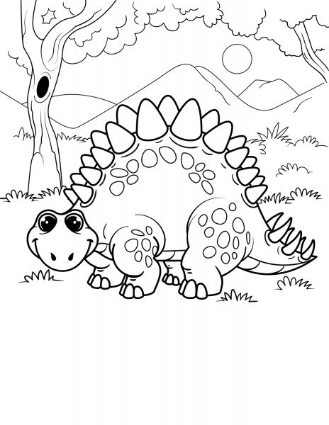 Cute Stegosaurus coloring page image