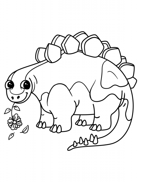 Cute Stegosaurus coloring page image