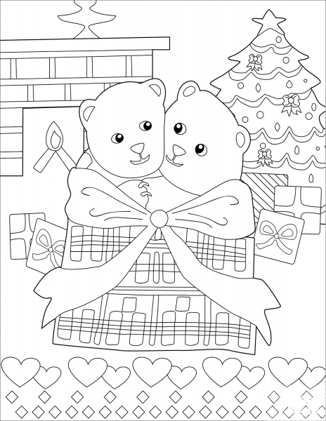 Cute Teddy Bears coloring page image