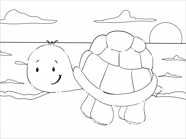 Cute Turtle coloring page image