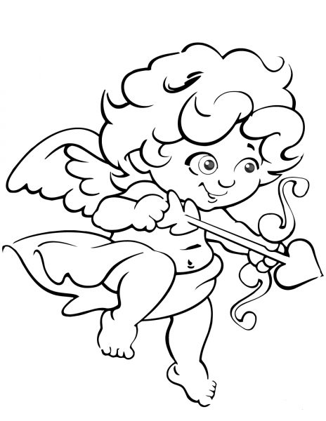 Cute Valentine Cupid coloring page image