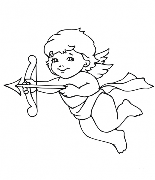Cute Valentine Cupid  coloring page image