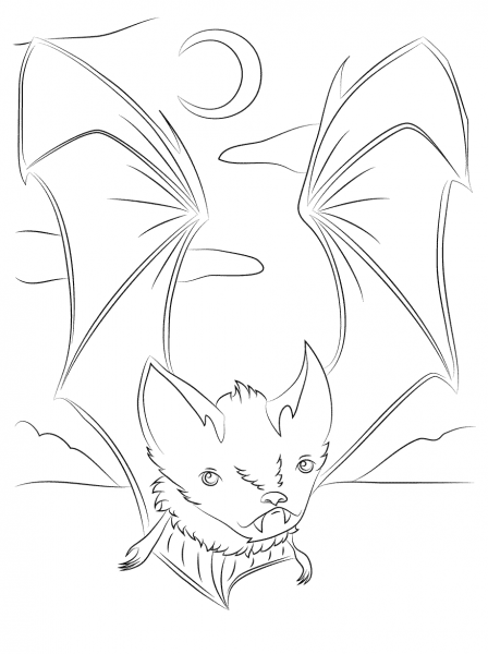Cute Vampire Bat coloring page image