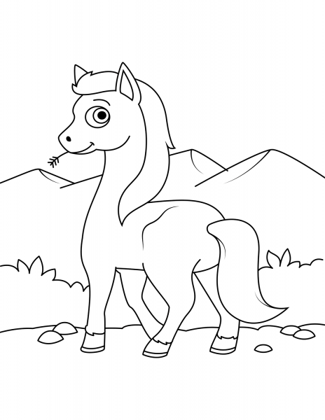 Cute Wild Horse coloring page image