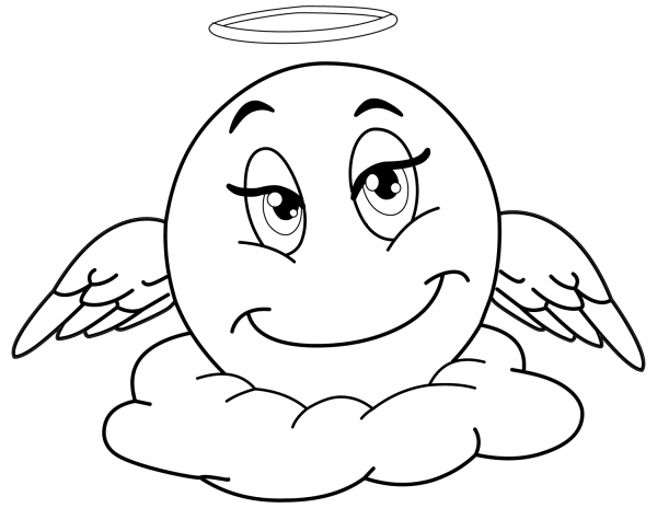 Cute Winged Sun on a Cloud coloring page image