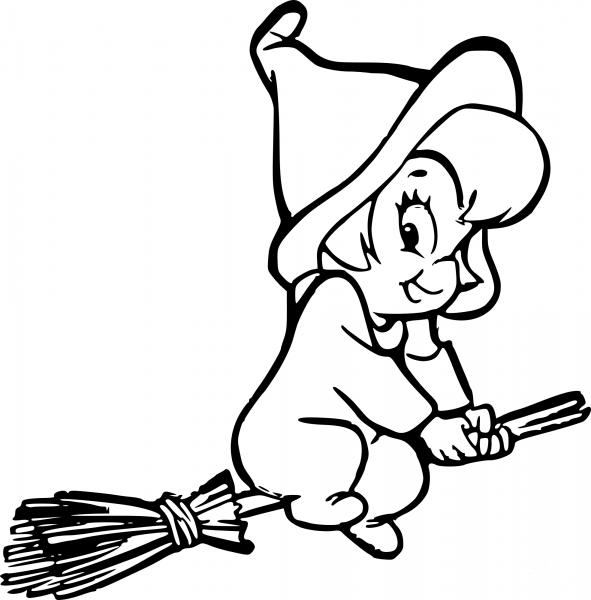 Cute Witch coloring page image
