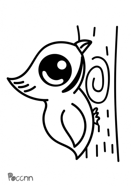 Cute Woodpecker coloring page image