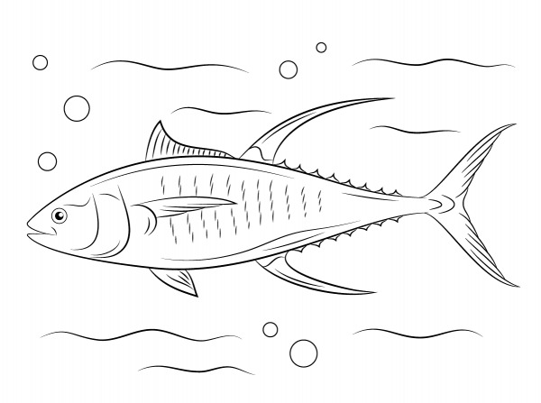 Cute Yellowfin Tuna coloring page image