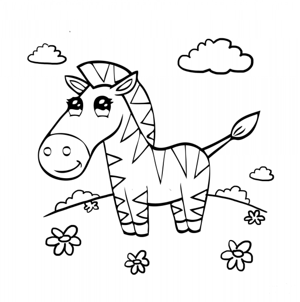 Cute Zebra coloring page image