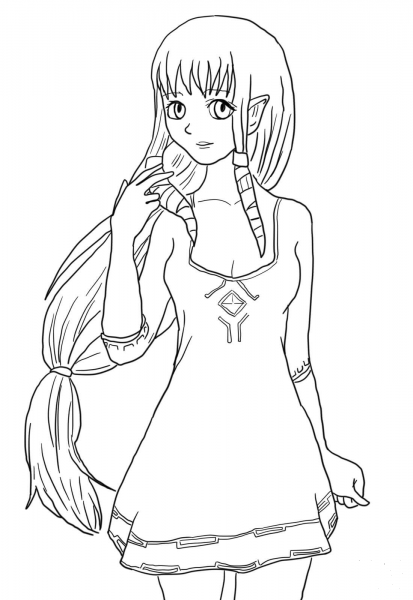 Cute Zelda coloring page image