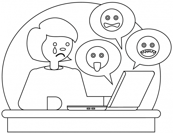 Cyberbullying coloring page image