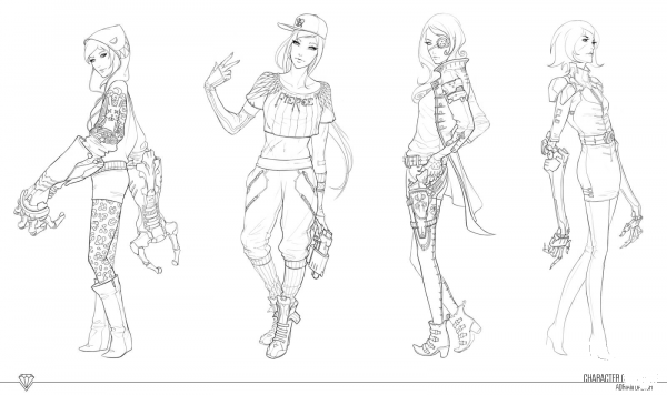 Cyberpunk Girls coloring page image
