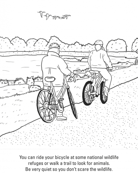 Cycling coloring page image