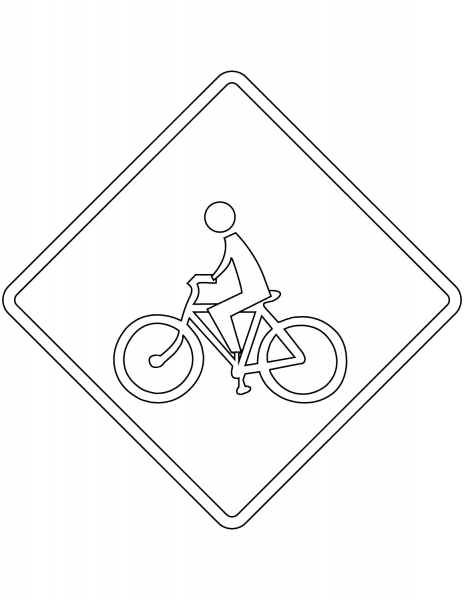 “Cyclists Crossing” Sign in Argentina coloring page image