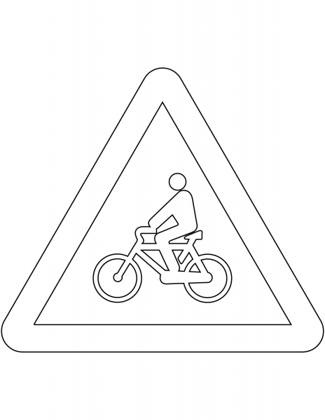 “Cyclists” Sign in Spain coloring page image