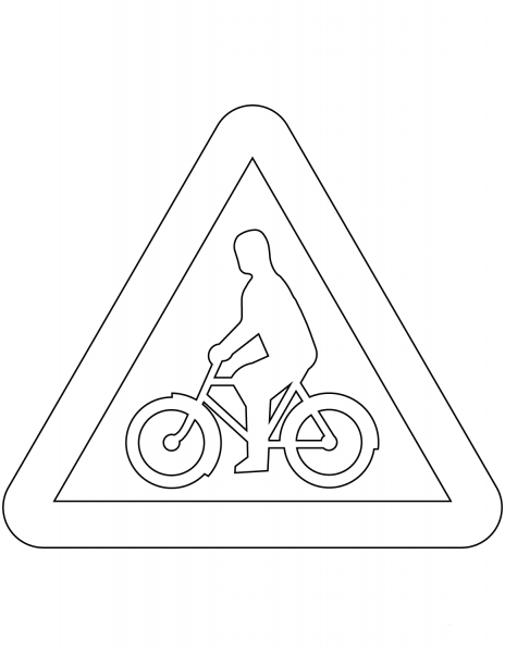 “Cyclists” Sign in Sweden coloring page image