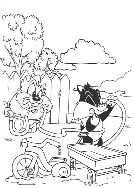 Daffy And Taz coloring page image
