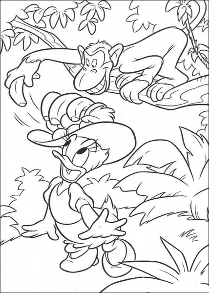 Daisy And Monkey  coloring page image