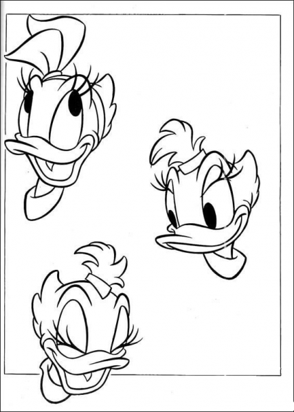 Daisy In Three Faces coloring page image