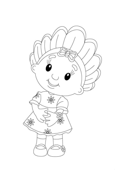 Daisy is Waiting in her Flowery Dress coloring page image