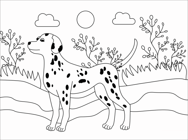 Dalmatian Dog coloring page image