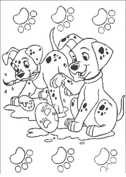 Dalmatians are drawing  coloring page image