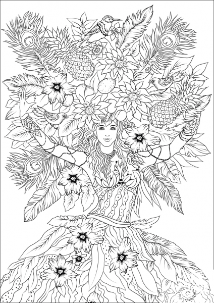 Dancer Girl from Panama Carnival coloring page image