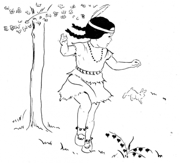 Dancing First Nation Girl Under a Tree  coloring page image