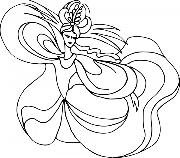 Dancing Lady coloring page image