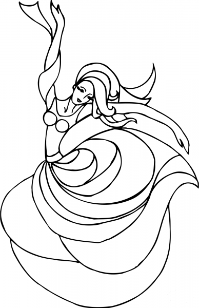 Dancing Lady coloring page image