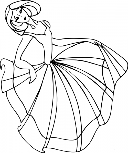 Dancing Lady coloring page image