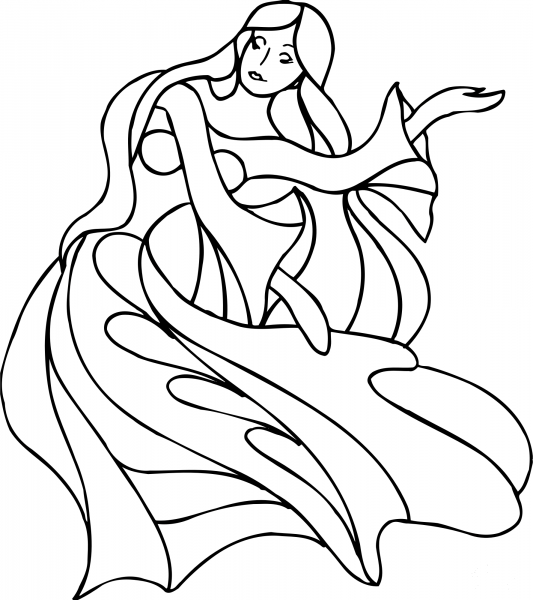Dancing Lady coloring page image