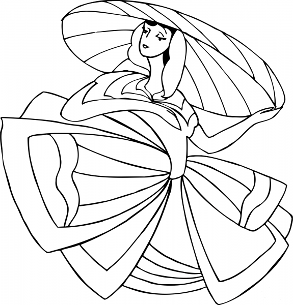 Dancing Lady coloring page image