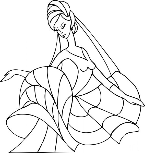 Dancing Lady coloring page image