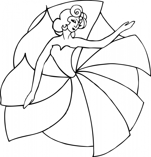 Dancing Lady coloring page image