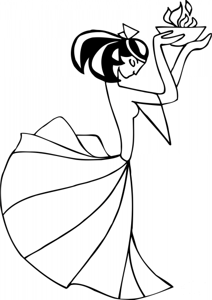 Dancing Lady coloring page image