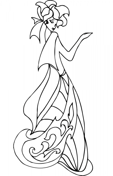 Dancing Lady coloring page image