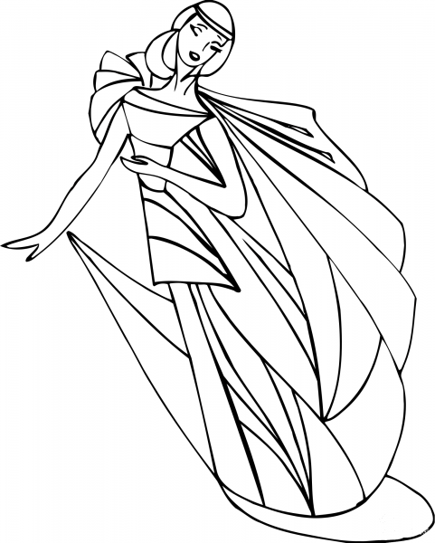 Dancing Lady coloring page image