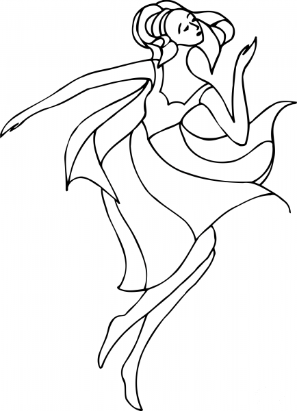 Dancing Lady coloring page image