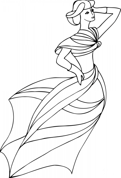 Dancing Lady coloring page image
