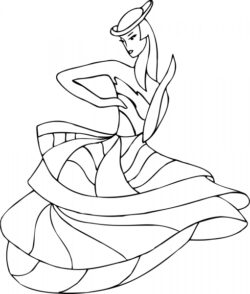Dancing Lady coloring page image