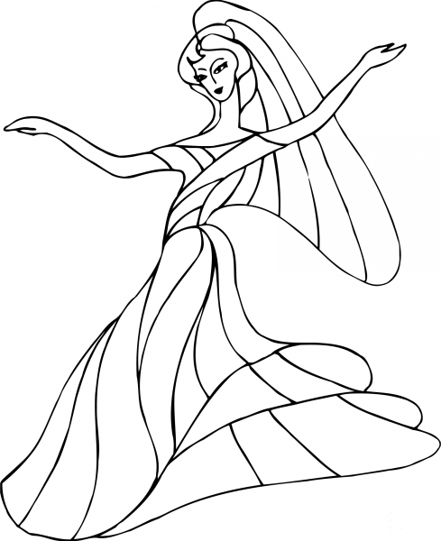 Dancing Lady coloring page image