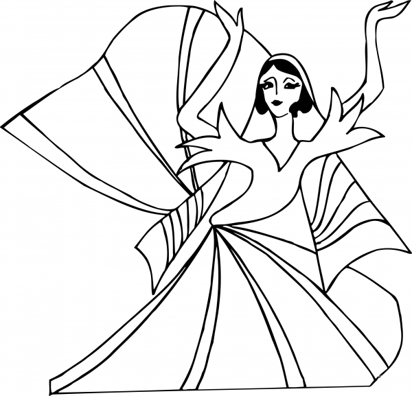 Dancing Lady coloring page image