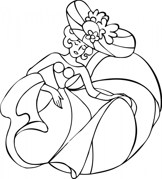Dancing Lady coloring page image