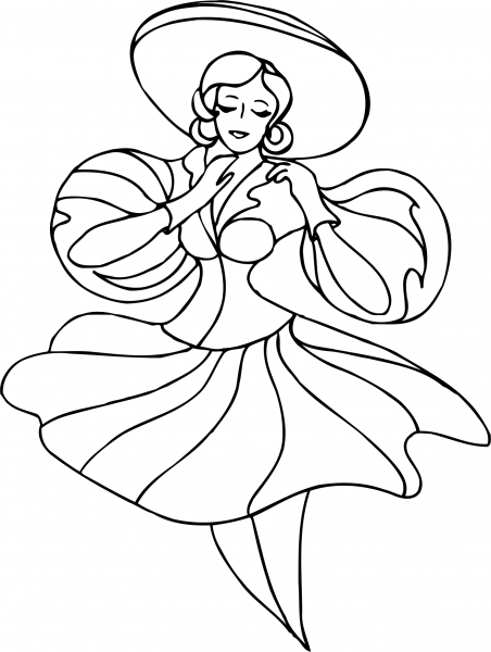 Dancing Lady coloring page image