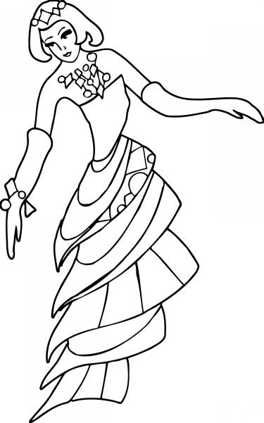 Dancing Lady coloring page image