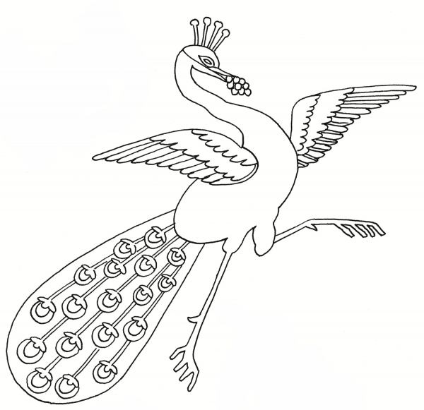 Dancing Peacock coloring page image