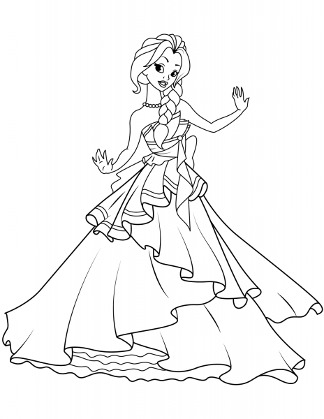 Dancing Princess coloring page image
