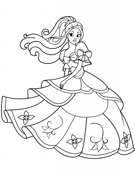 Dancing Princess coloring page image